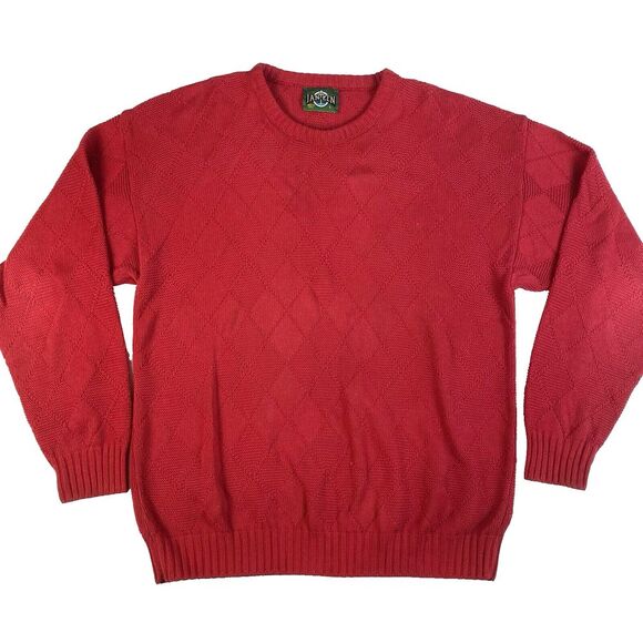 Jantzen Other - Jantzen Heavy Textured Diamond Knit Red Sweater Mens Large‎ Vintage USA Made